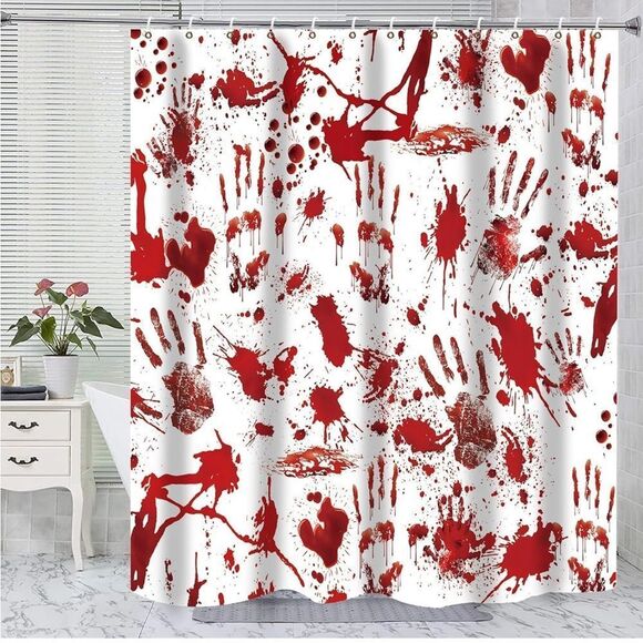 Halloween Shower Curtain Decorations, 72x72 Inches Horror Bath Curtain - Picture 1 of 4